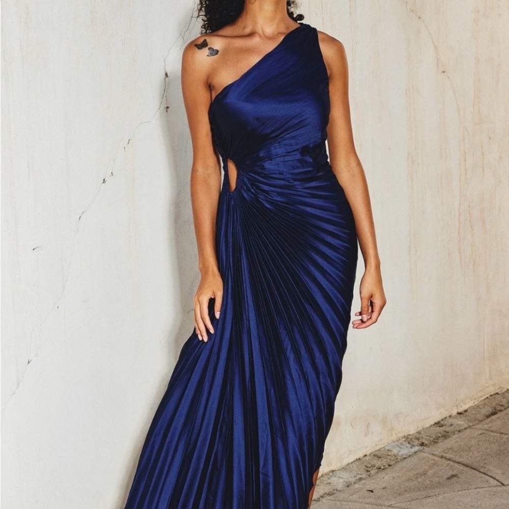 A.L.C. Delfina Dress - Elegant Navy Blue One-Shoulder Maxi Dress